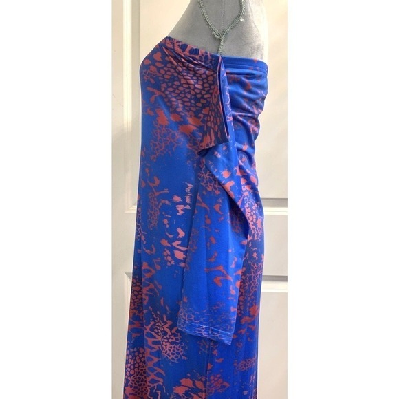 New Strapless Dress Women Sexy Off Shoulder Beach Sz L Blue Summer Vacation - Picture 2 of 7